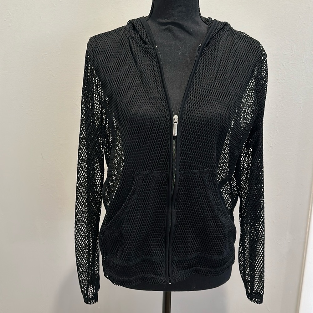 Hooded Mesh Zip up With Pockets Size M